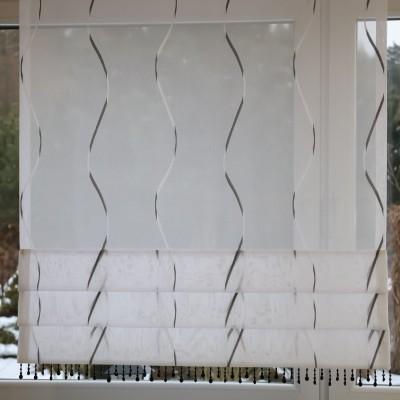 Firana panelowa biało-szara z koralikami 374 – Firany – zdjęcie 5