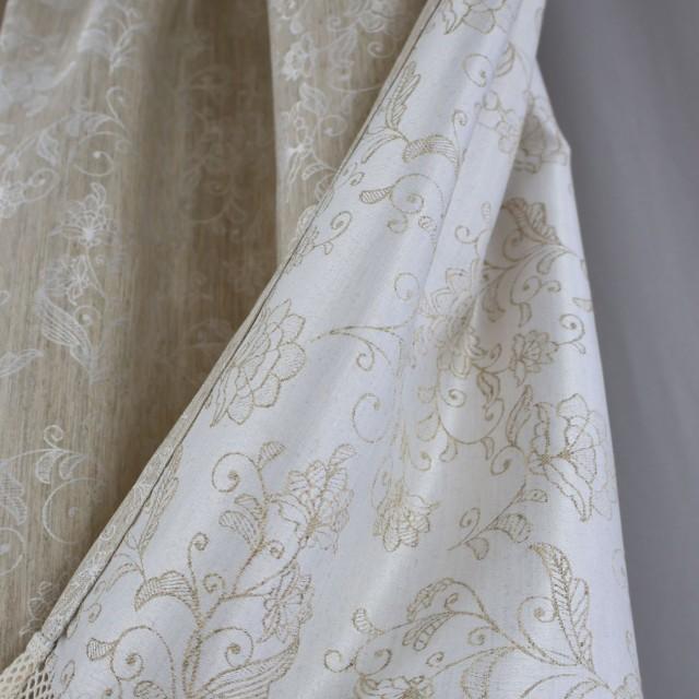 Zasłona beżowa z subtelnym wzorem roślinnym 376 – Zasłony – zdjęcie 5