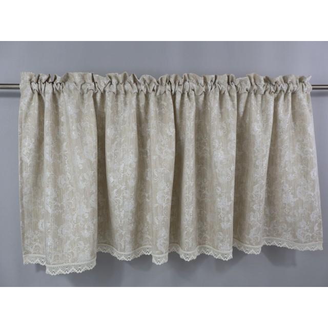 Lambrekin dekoracyjny beżowy z koronkowym wykończeniem 378 – Firany – zdjęcie 3