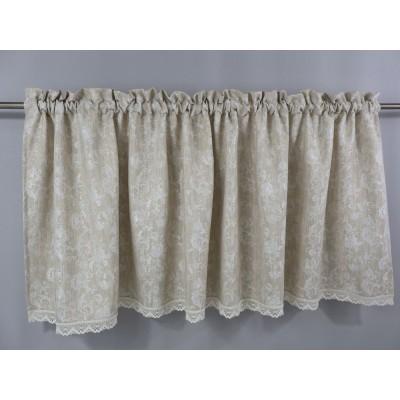 Lambrekin dekoracyjny beżowy z koronkowym wykończeniem 378 – Firany – zdjęcie 3