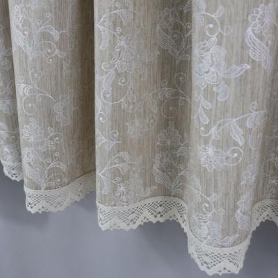 Lambrekin dekoracyjny beżowy z koronkowym wykończeniem 378 – Firany – zdjęcie 4