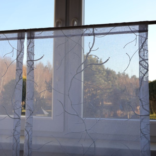 Firana panelowa biała z haftem roślinnym 383 – Firany – zdjęcie 5