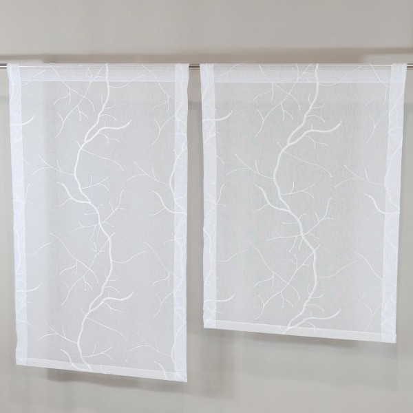 Firana panelowa biała z haftem roślinnym 383 – Firany – zdjęcie 2