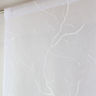 Firana panelowa biała z haftem roślinnym 383 – Firany – zdjęcie 4