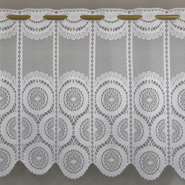 Firana zazdrostka żakardowa biała w koła 386 – Do kuchni – zdjęcie 1