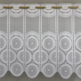 Firana zazdrostka żakardowa biała w koła 386 – Do kuchni – zdjęcie 1