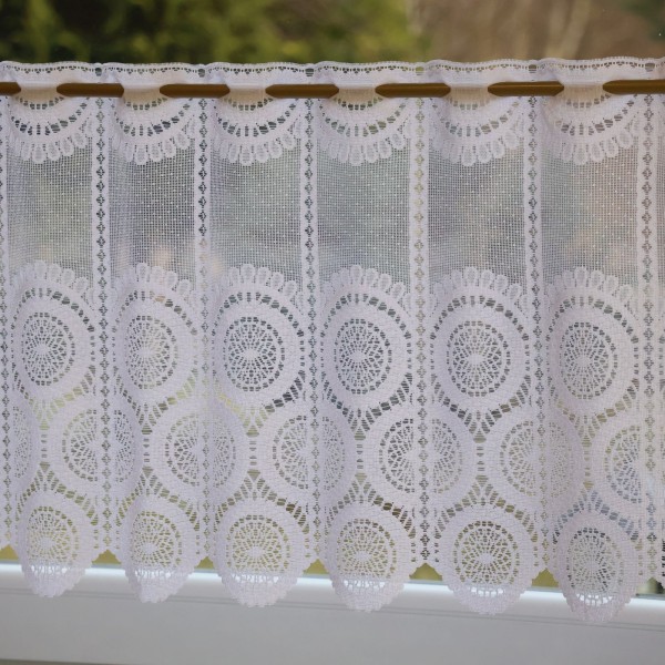 Firana zazdrostka żakardowa biała w koła 386 – Do kuchni – zdjęcie 2