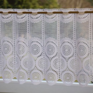 Firana zazdrostka żakardowa biała w koła 386 – Do kuchni – zdjęcie 2
