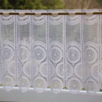 Firana zazdrostka żakardowa biała w koła 386 – Do kuchni – zdjęcie 2