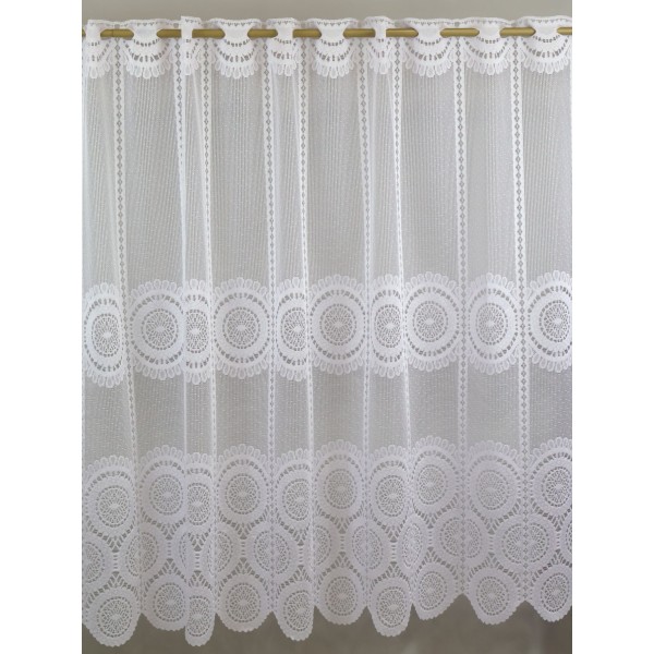 Firana zazdrostka żakardowa biała w koła 386 – Do kuchni – zdjęcie 3