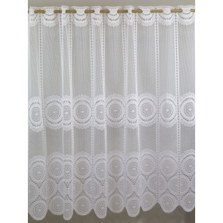 Firana zazdrostka żakardowa biała w koła 386 – Do kuchni – zdjęcie 3