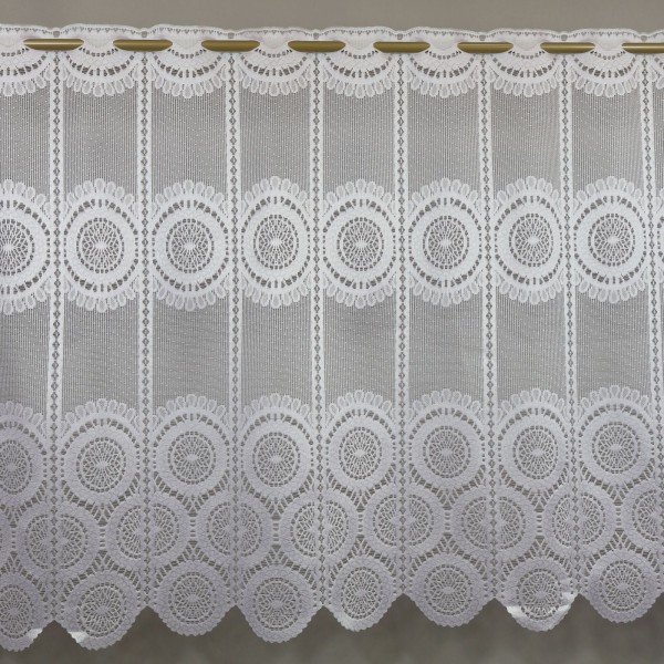 Firana zazdrostka żakardowa biała w koła 386 – Do kuchni – zdjęcie 4