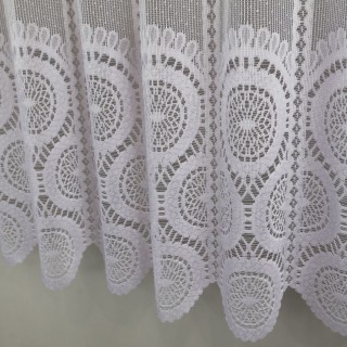 Firana zazdrostka żakardowa biała w koła 386