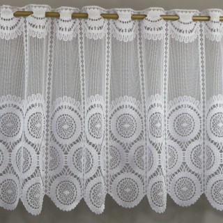 Firana zazdrostka żakardowa biała w koła 386