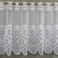 Firana zazdrostka żakardowa biała w koła 386