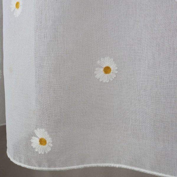 Firana z haftem biała stokrotki margaretki 389 – Firany – zdjęcie 3