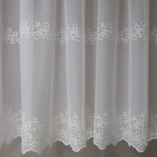 Prosta biała firana z haftem woal 102 – Firany – zdjęcie 1