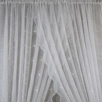 Firana biała haftowana z delikatnym połyskiem 389 – Firany – zdjęcie 3