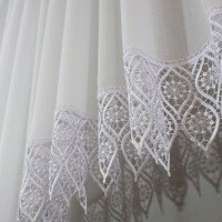 Firana łukowa z gipiurą biała do kuchni 391 – Firany – zdjęcie 4