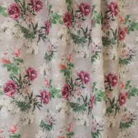 Zasłona w kwiaty peonie do salonu beżowa 392 – Zasłony – zdjęcie 1