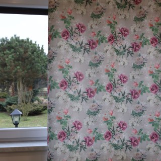 Zasłona w kwiaty peonie do salonu beżowa 392 – Zasłony – zdjęcie 2