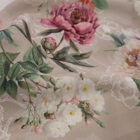 Zasłona w kwiaty peonie do salonu beżowa 392 – Zasłony – zdjęcie 4