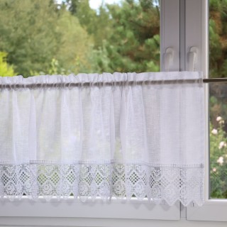 Firana do kuchni zazdrostka biała z białą gipiurą 416