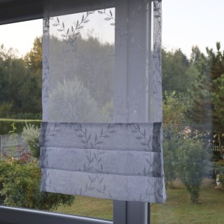 Firana panel ekranowy biały haftowane liście 079