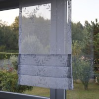 Firana panel ekranowy biały haftowane liście 079