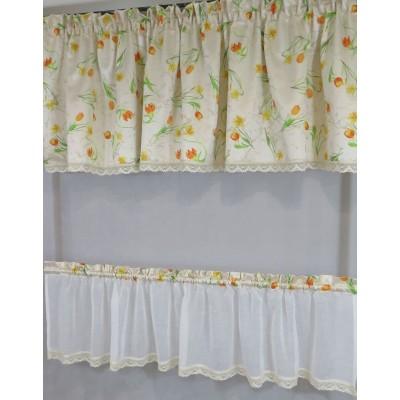 Firana do kuchni żonkile komplet 068 – Do kuchni – zdjęcie 1