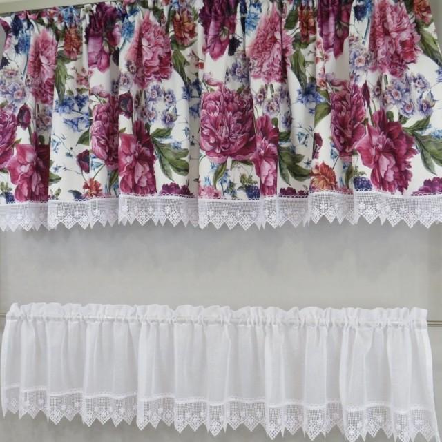 Firana do kuchni kwiaty komplet 075 – Do kuchni – zdjęcie 2