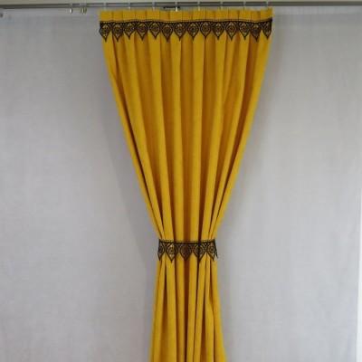 Zasłona z czarną gipiurą kolor miodowy 084 – Zasłony – zdjęcie 2