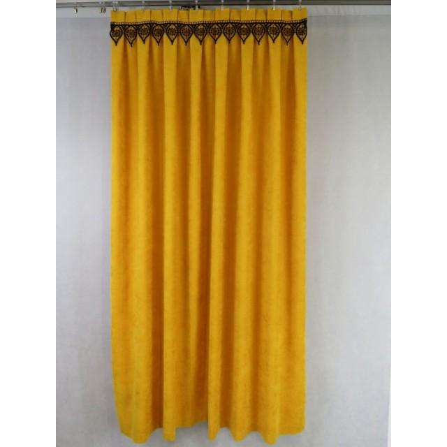 Zasłona z czarną gipiurą kolor miodowy 084 – Zasłony – zdjęcie 3