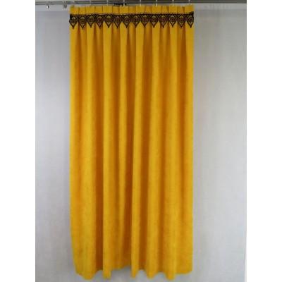 Zasłona z czarną gipiurą kolor miodowy 084 – Zasłony – zdjęcie 3