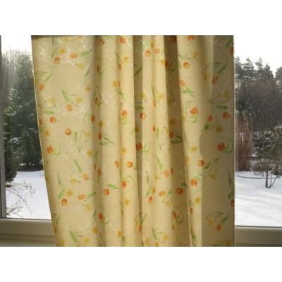 Tkanina tulipany żonkile połyskująca złoty 092 – Na metry – zdjęcie 2