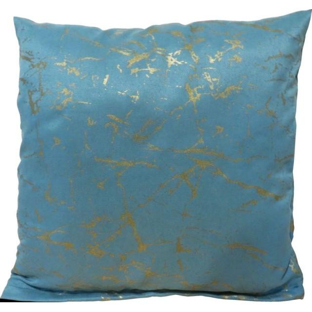 Poszewka na poduszkę dekoracyjna turkusowy morski złoty 096 – Dodatki – zdjęcie 1