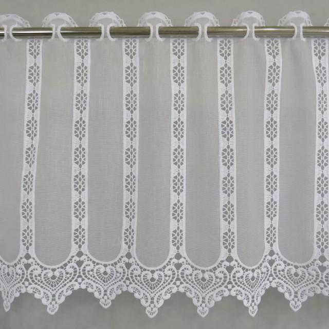 Firana zazdrostka biała z gipiurą 115 – Do kuchni – zdjęcie 1