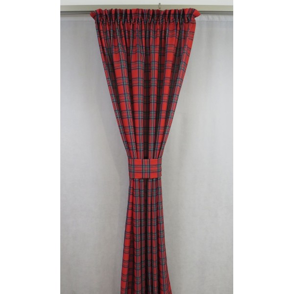 Czerwona zasłona w kratę szkocką 120 – Zasłony – zdjęcie 4