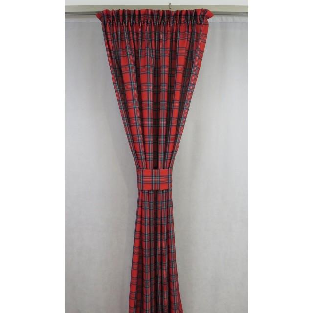 Czerwona zasłona w kratę szkocką 120 – Zasłony – zdjęcie 4