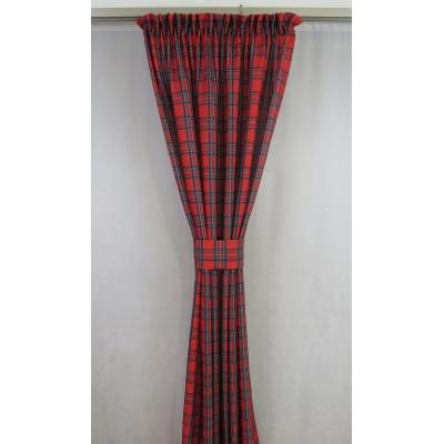 Czerwona zasłona w kratę szkocką 120 – Zasłony – zdjęcie 4