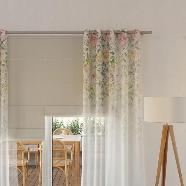 Tkanina firana w woalu wzór roślinny 132 – Na metry – zdjęcie 2