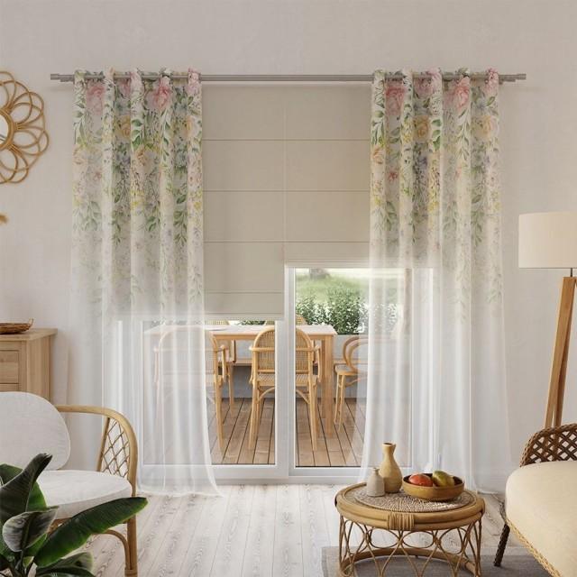 Tkanina firana w woalu wzór roślinny 132 – Na metry – zdjęcie 1