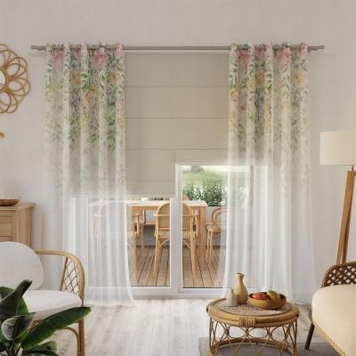 Tkanina firana w woalu wzór roślinny 132 – Na metry – zdjęcie 1