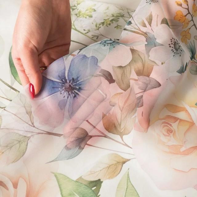 Tkanina firana w woalu wzór roślinny 132 – Na metry – zdjęcie 3