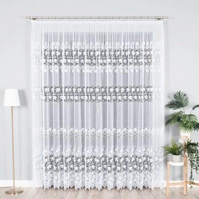 Tkanina firana żakardowa biała liście 140 – Na metry – zdjęcie 2