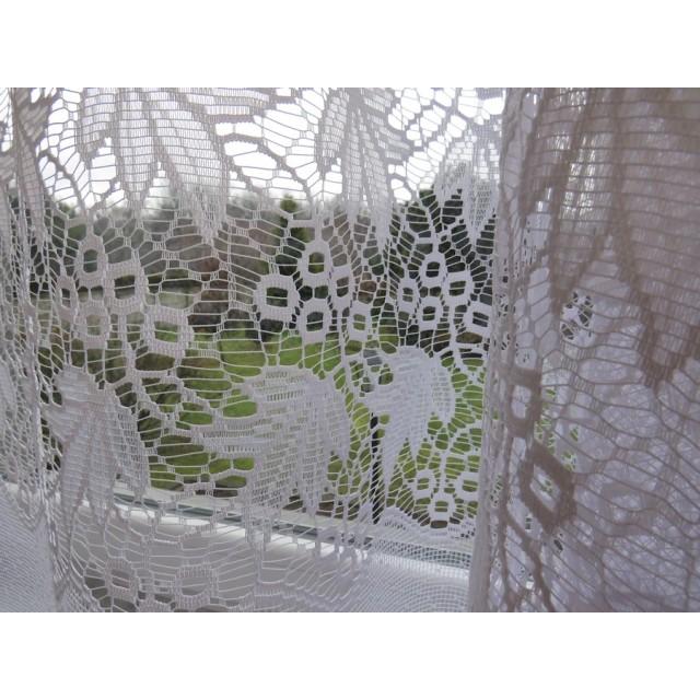 Tkanina firana żakardowa biała liście 140 – Na metry – zdjęcie 3