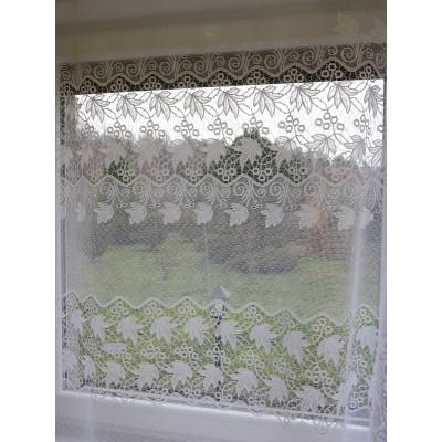 Tkanina firana żakardowa biała liście 140 – Na metry – zdjęcie 4