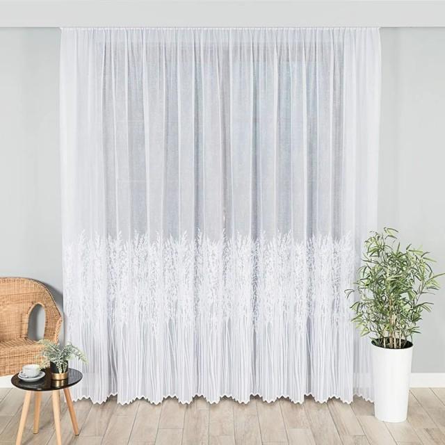 Tkanina firana żakardowa biała trawa 141 – Na metry – zdjęcie 1