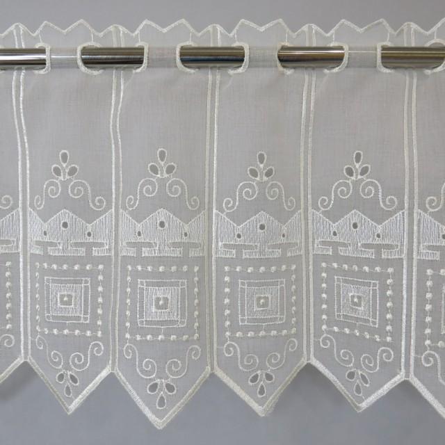 Firana zazdrostka haftowana kremowa etamina 148 – Do kuchni – zdjęcie 1