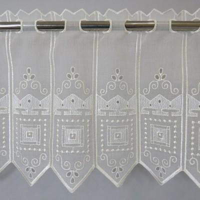 Firana zazdrostka haftowana kremowa etamina 148 – Do kuchni – zdjęcie 1